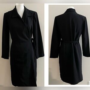 Vintage Mary McFadden wrap blazer dress black office party career teacher preppy